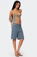 Edikted Patchwork Lacey Mesh Top