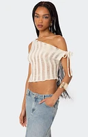 Edikted Tamra Sheer Knit Asymmetric Top