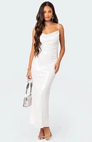 Edikted Nellie Sequin Open Back Maxi Dress