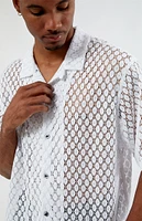 PacSun White Lace Oversized Camp Shirt