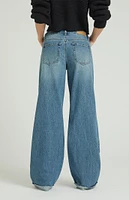 PacSun Casey Medium Indigo Drawstring Low Rise Baggy Jeans