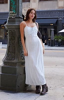 John Galt Blue Floral Tie Front Slip Dress
