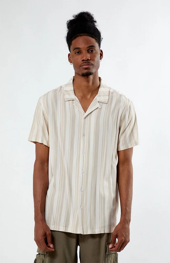 Viscose Vertical Stripe Camp Shirt