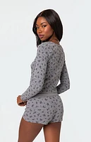 Edikted Lavender Waffle Long Sleeve Top