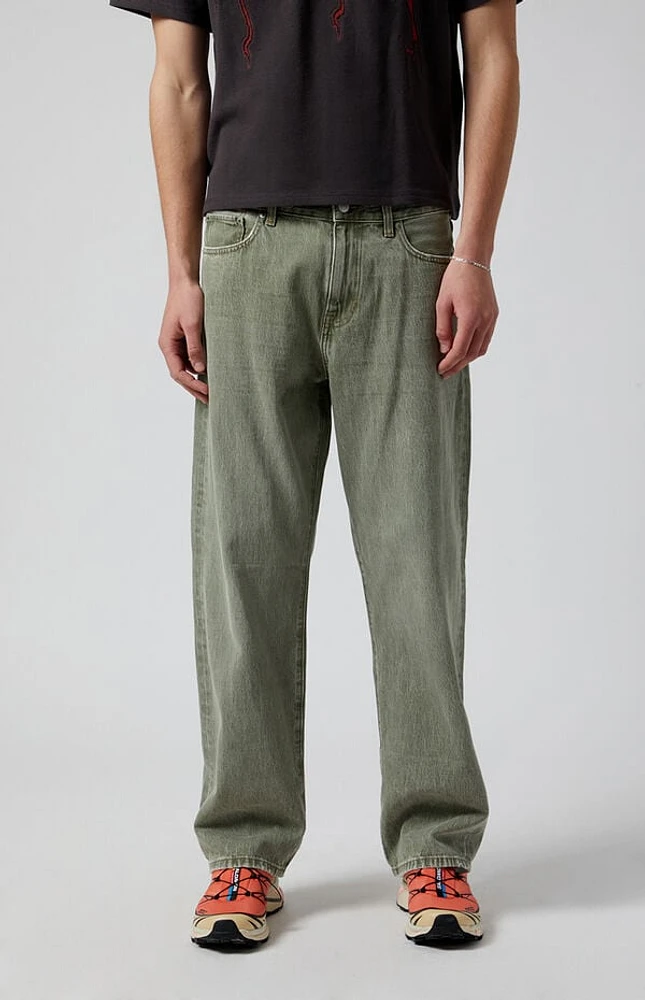 Pacsun Olive Overdyed Baggy Jeans