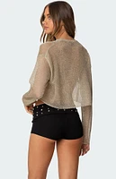 Edikted Aviva Cropped Metallic Knit Top