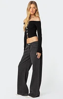 Edikted Contrast Bow Off Shoulder Top