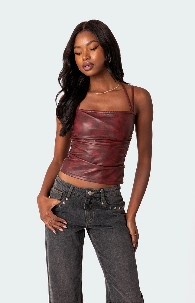 Edikted Haze Strappy Faux Leather Top