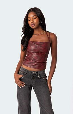 Haze Strappy Faux Leather Top