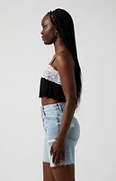Pacsun Light Indigo Ripped Frayed Denim Dad Shorts