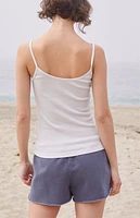 John Galt White & Blue Striped Bow Skylar Tank Top