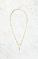 LA Hearts Cross Chain Layered Necklace