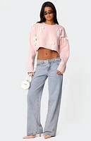 Edikted Chunky Bow Cropped Sweater