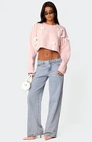 Edikted Chunky Bow Cropped Sweater