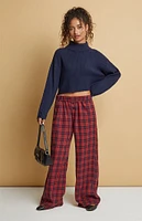 Beverly and Beck Navy & Red Flannel Boxer Pajama Pants