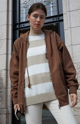 Brown Full Zip Hoodie