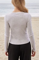 John Galt Silver Ainsley Long Sleeve Crop Top