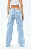 PacSun Casey Light Indigo Bow Low Rise Baggy Jeans