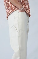 PacSun Cream Carpenter Faux Leather Straight Pants