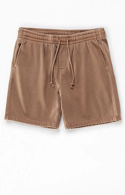 Pacsun Brown Vintage Wash Fleece Volley Shorts