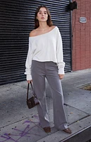 John Galt Gray Off-The-Shoulder Sweater