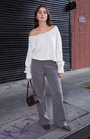 John Galt Gray Off-The-Shoulder Sweater