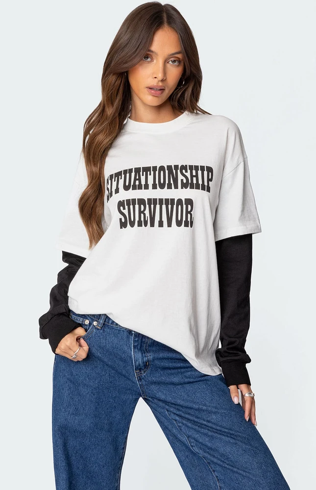 Edikted Situationship Oversized Layered T-Shirt