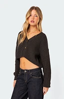 Edikted Oversized Waffle Knit Cropped Cardigan