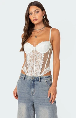 Edikted Cabaret Lacey Sheer Mesh Bodysuit