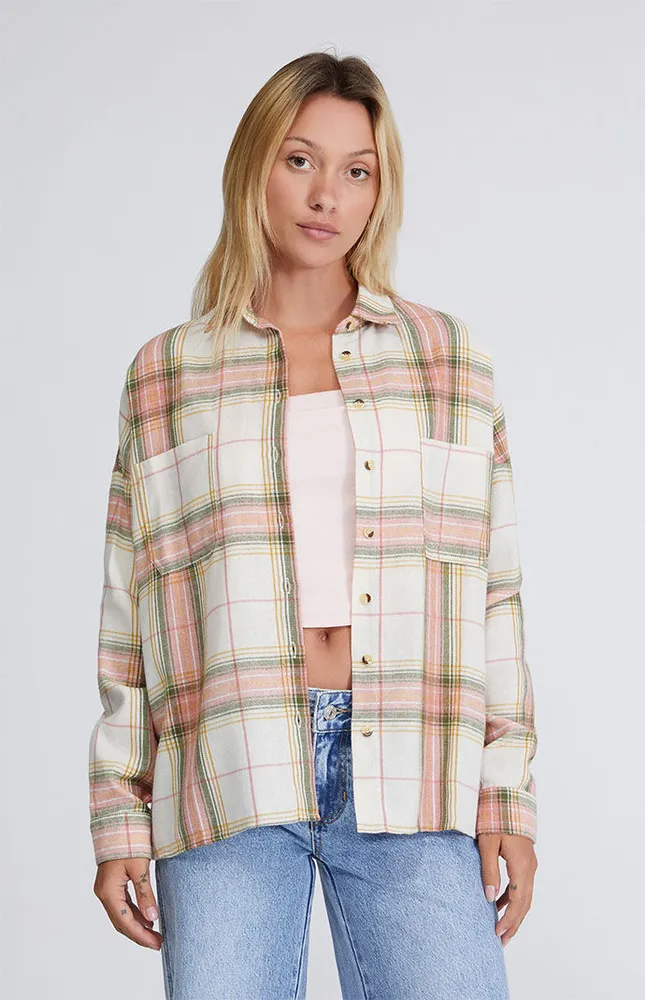 LA Hearts Button Down Oversized Flannel Shirt