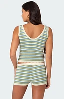 Edikted Scalloped & Striped Knit Top