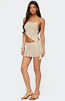 Edikted Alora Iridescent Crochet Mini Skirt