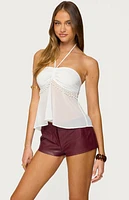 Edikted Sheer Chiffon Babydoll Halter Top