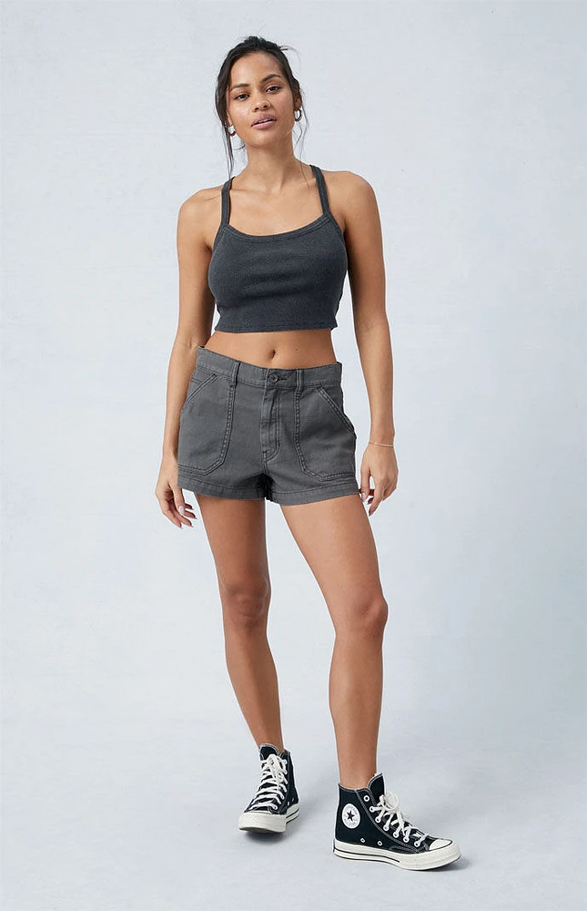 PacSun Dark Gray Mid Rise Slouchy Workwear Shorts