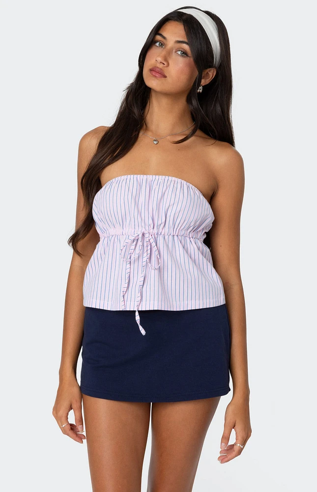 Edikted Augusta Pinstripe Strapless Top