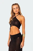 Edikted Britt Distressed Asymmetrical Knit Top