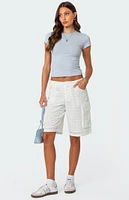 Edikted Eyelet Cargo Bermuda Shorts