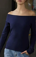 John Galt Navy Bonnie Off-The-Shoulder Top
