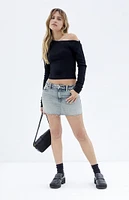 PacSun Light Indigo Low Rise Denim Mini Skirt