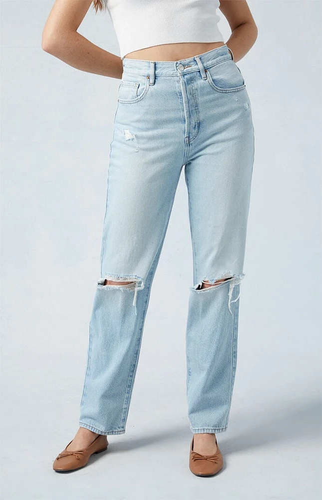 PacSun Eco Light Blue Distressed Dad Jeans