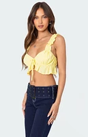 Edikted Tie Front Ruffled Top