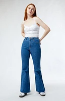 Eco Stretch Dark Indigo High Waisted Flare Jeans