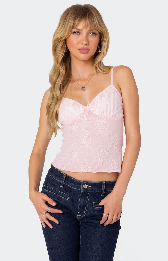 Edikted Angelina Sheer Lace Tank Top