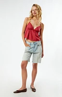 LA Hearts Linen V-Neck Babydoll Tank Top