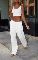 John Galt White Lace Cropped Tank Top