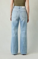 Pacsun Madison Ripped High Waisted Girlfriend Jeans Light Indigo
