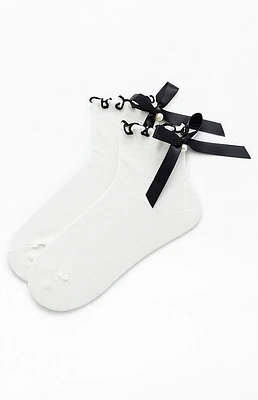 PacSun Cream Ruffle Bow Socks