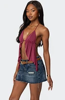 Edikted Calla Split Front Backless Halter Top