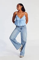 PacSun Casey Double Button Low Rise Baggy Jeans Medium Indigo