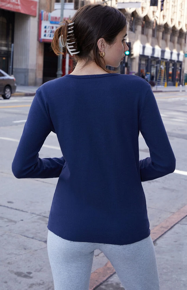 John Galt Navy Athern Thermal Long Sleeve Top